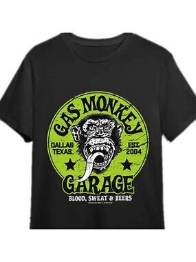 Gas Monkey Garage Men's Black T-Shirt - Blood, Sweat & Beers Graphic 181